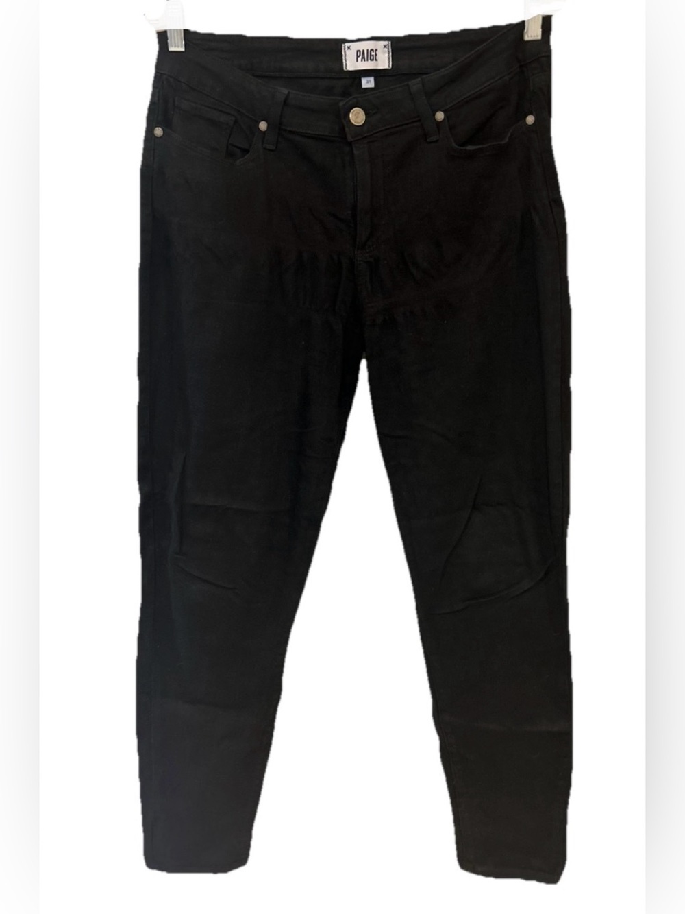 PAIGE Verdugo Ankle Jeans 31 Dark Black Wash Stretch Denim